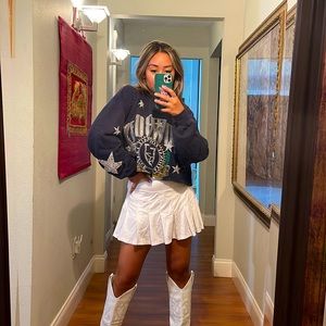 LF dallas cowboys blue vintage cropped sweater with star sequins